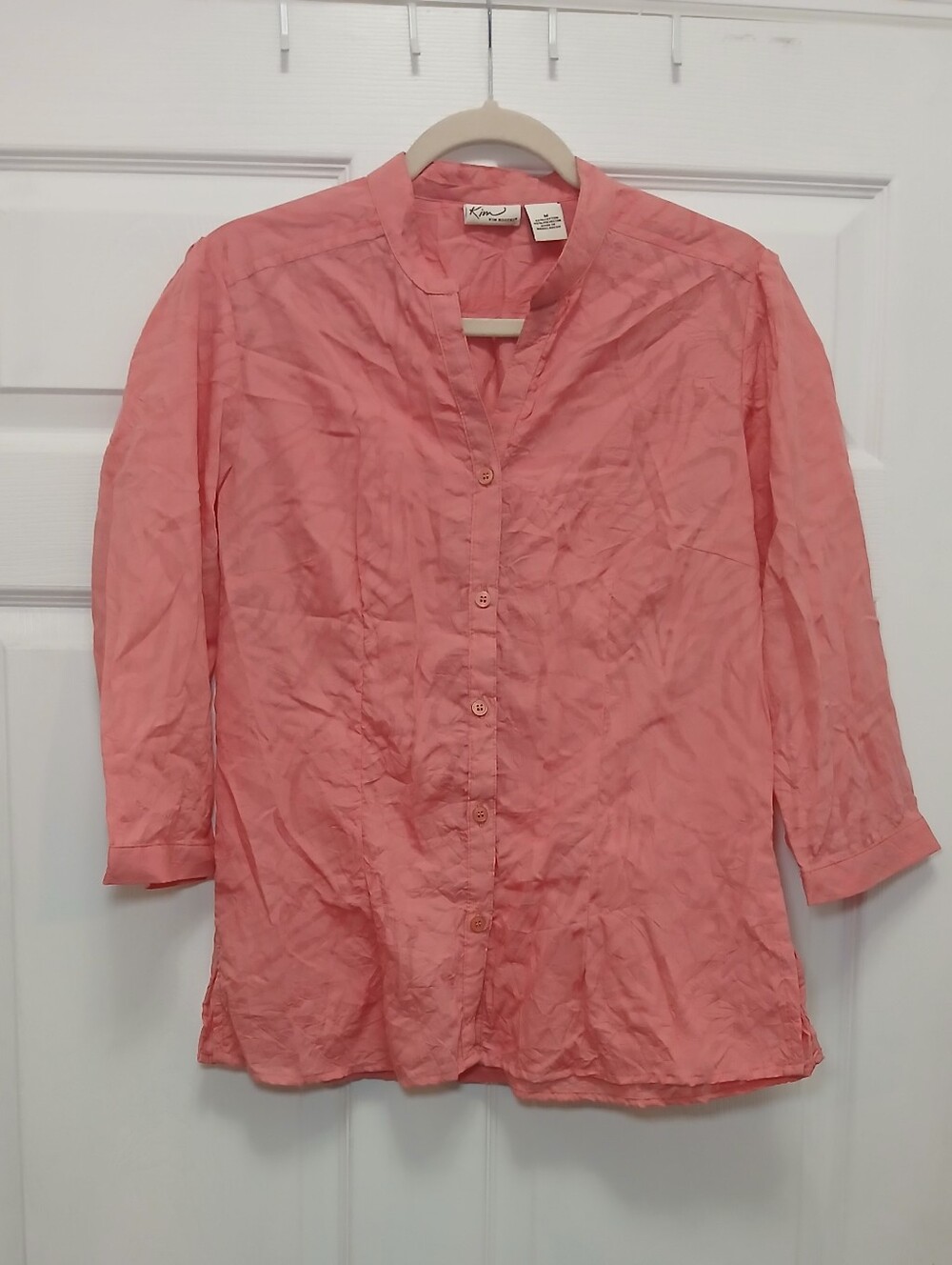 Kim Rogers Coral Button-Front Women's Blouse